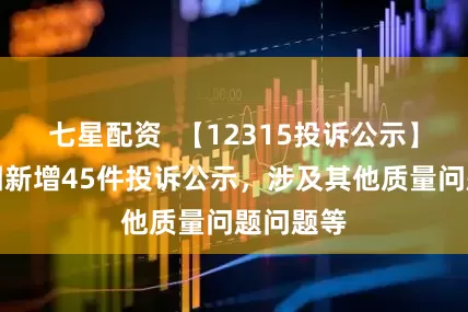 七星配资  【12315投诉公示】美的集团新增45件投诉公示，涉及其他质量问题问题等